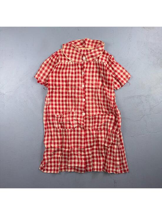 Dresses & Skirts - VTG 60s Red White Gingham Print Dress Eyelet Collar Picnic Sundress Rockabilly